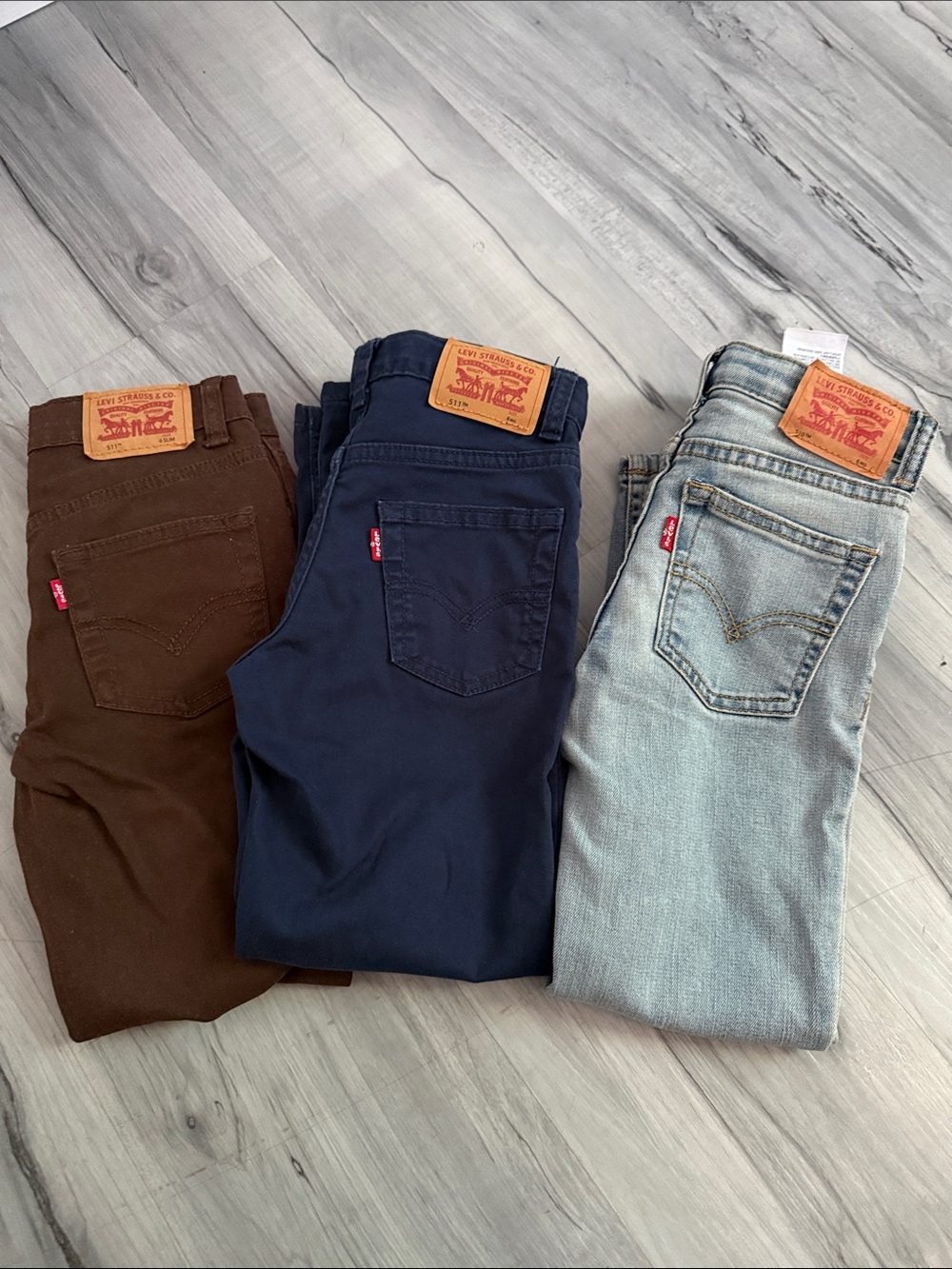 Levi's Kids Jeans - Brown, Navy & Light Blue (Pack)